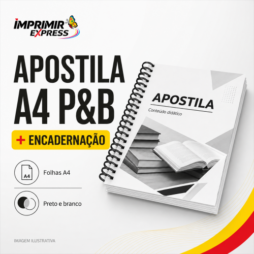 Impressão de Apostila A4 P&B + Encadernação
