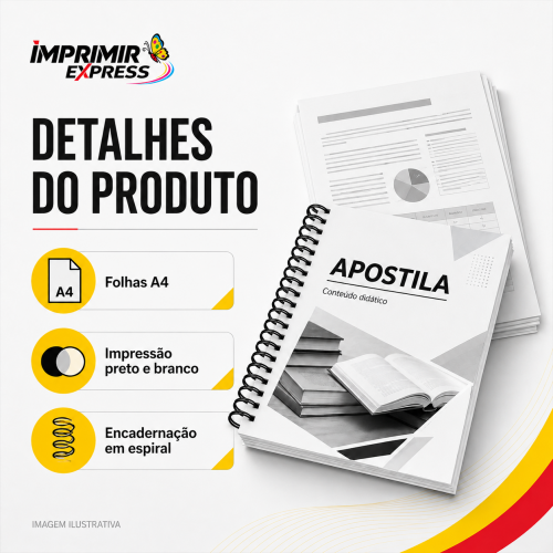 Impressão de Apostila A4 P&B + Encadernação