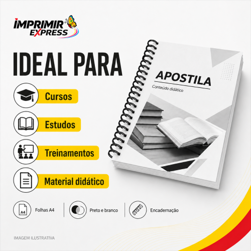 Impressão de Apostila A4 P&B + Encadernação