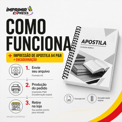 Impressão de Apostila A4 P&B + Encadernação